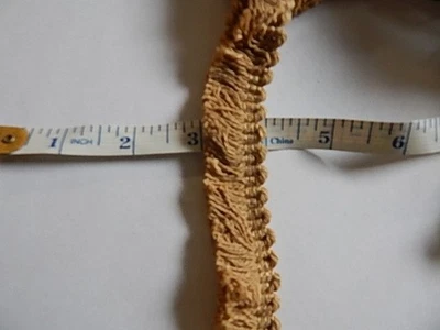 VTG Lip Cord 1¾" Fringe Trim Piping 6 Yards 30" Made in USA Brown Tan - Image 1 of 2
