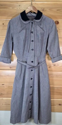 VTG Alexander's Of California Shirt Dress Hounds Tooth Tie Waist Sheet 50s 60s - Image 1 of 4