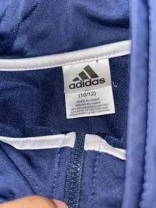 Adidas Track Jacket Youth/Teen Small Full Zip-Up Elastic Cuffs 3 Stripes Navy - Picture 1 of 3