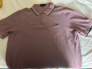 Mens Fred Perry Pink Heather & Navy Pique Polo XXL - Picture 1 of 4