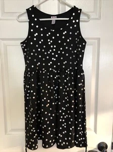 Justice Girls Size 16 Black W Silver Polka Dots Dressy Holiday Fancy Dress - Picture 1 of 5