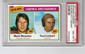 1977 Topps Mexican #4  Leaders    MOSELEY  LINDHART  Redskins Colts   PSA 8 - Picture 1 of 1