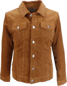 Mens 60s Retro Vintage Tan Cord Western Trucker Jacket … - Picture 1 of 3