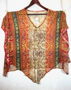 NWT One World Sheer Pointed Hem Poncho Embellished Knit V-Neck Tank Top 2XL - Picture 1 of 20