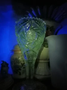 Antique EAPG Manganese Glass Art Cut Line Stemmed Vase United States Glass Co  - Picture 1 of 8