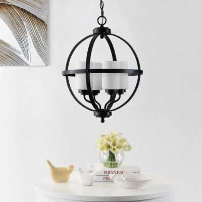 SAFAVIEH Forler 4 Light 17 Inch Pendant | Black | - Image 1 of 4