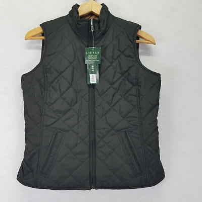 Ralph Lauren Chaleco Reversible Acolchado a Cuadros Mujer Talla PM Marrón Ecuestre Cremallera Completa Foto 1 de 4