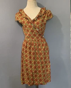Matilda Jane Damen Größe Small Wickelkleid Cheerio Viskose grün rot Kurzarm - Bild 1 von 12
