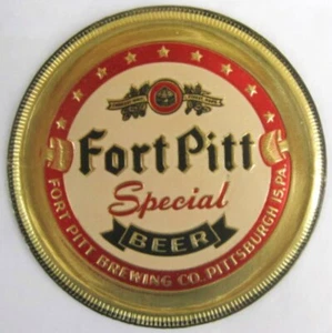 FORT PITT BEER, 1940's Foil COASTER, Mat with FORT, Pittsburgh, PENNSYLVANIA - Picture 1 of 1