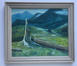 ölgemälde, Landschaft mit sterbenem Baum, mit Rahmen, 32 x 37 cm,Original E. K. - Bild 1 von 2