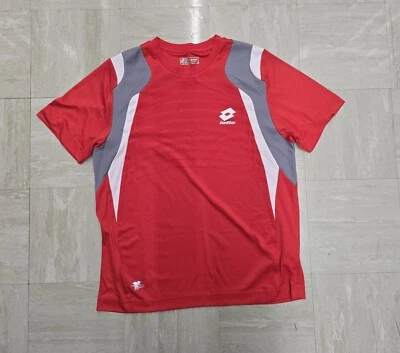 Lotto Tennis Shirt Men's Medium Red Polyester Italian Sport Design Ferrer Nadal - Image 1 of 4