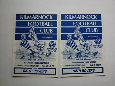 Lot x 2 Kilmarnock v Raith Rovers Scottish Football Programmes 1987 - Image 1 of 4