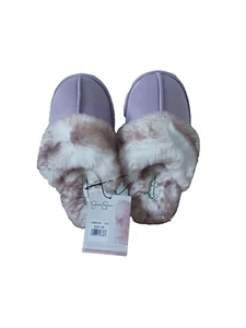 Jessica Simpson Faux Fur Slippers Womens Lilac Size S ( 6-7 ) Memory Foam Comfy - Picture 1 of 6