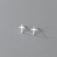 925 Sterling Silver Tiny Cute Religious Cross Stud Earrings Gift