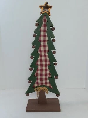 Rustic Primitive Standing Christmas Tree with BELLS 22" Folk Art Home Decor VTG - Image 1 of 4