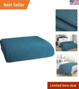 Breathable King Size Cotton Blanket - Stylish Teal Green for -Round Comfort - Picture 1 of 10