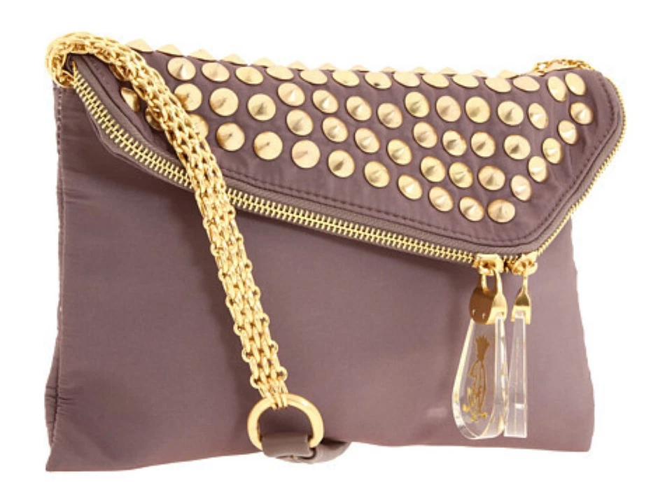 Bolso de Hombro Christian Audigier Bitsey Tono Dorado Tachonado CA Firma Taupe Foto 1 de 4