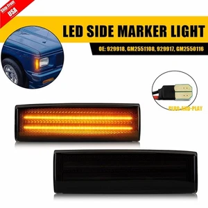 PAIR Smoked Amber LED Side Marker Lights For Chevy S10 GMC Jimmy S15 Oldsmobile - Picture 1 of 15