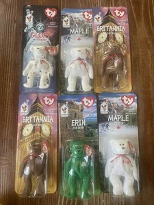 McDonalds TY Beanie Babies RARE 1999 Bears with Errors Tush Tag 1993 Set Of 6 - Picture 1 of 13