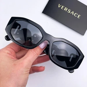 Versace Women Sunglasses Black Grey Oval VE4361 Medusa Biggie GB1/87 NEW - Picture 1 of 16