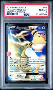 POKEMON XY Ancient Origins AMPHAROS EX 87/98 Full-Art Holo PSA 8 NM-MT - Picture 1 of 2