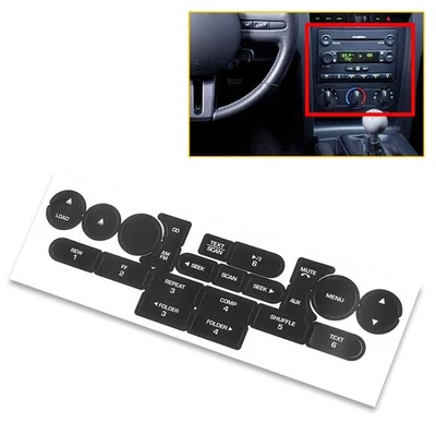 Set for 2005-2009 Ford Mustang Radio Stereo Button Repair Decals Sticker Black - Image 1 of 4