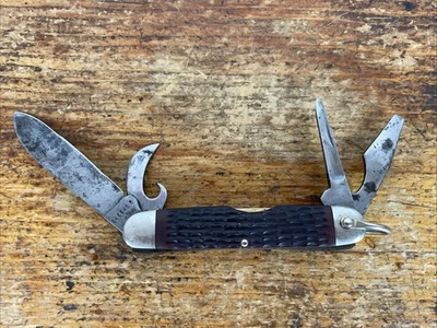 1980 Case XX #640045 R USA Scout Camp 4 blade Pocket Knife 10 Dot - Image 1 of 4