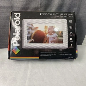 New! Polaroid 7" Digital Picture Silver Textured Frame Hi-Rez Dig LED Screen - Picture 1 of 3
