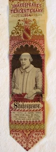 1864 Stevengraph Silk Shakespeare Tercentenary Bookmark Thomas Stevens - Picture 1 of 4