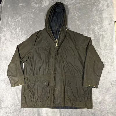 Chaqueta con Capucha Barbour A5 Encerada Durham England C48 Oliva Caqui Impermeable Talla XL Foto 1 de 4