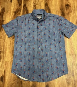 RSVLTS Blue Marvel Spiderman The Meme Kunuflex Button Down Shirt Men’s XL - Picture 1 of 10