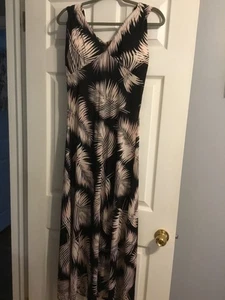India Boutique Boho Maxikleid rosa schwarz tropisch fließend one size integrierter BH - Bild 1 von 6