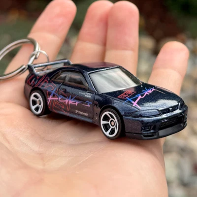 Nissan Skyline GT-R BCNR33 Azul Marino Mini Llavero Llavero Accesorios JDM Coche Dije Foto 1 de 4