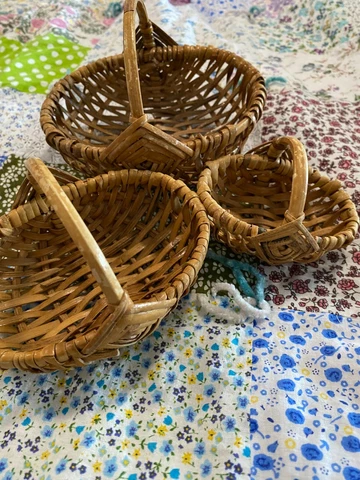 BASKETS Miniature Handmade Baskets (set of 3) Stackable Baskets Small Cover
