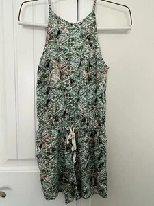 Roxy Women small “Hooked On A Feeling Woven” Shorts Romper Green Pink Gray - Picture 1 of 9