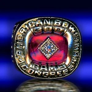300 PERFECT GAME & 800 SET ABC GOLD PLATED SIZE 9. RINGS - Picture 1 of 6