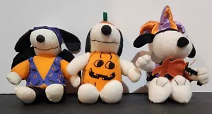 3 Whitman Halloween-Snoopy Pumpkin/ Jester/Bat Plush Animal - Picture 1 of 18