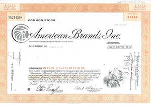 American Brands (Fortune Brands) Stock Certificate - Indian Vignette 1977 auUNC - Picture 1 of 2