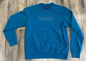 Noah Outline Spell Out Deep Lagoon Medium Authentic Crewneck Sweater - Picture 1 of 3