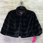 Betsey Johnson Faux Fur Shrug Lined Quilted Zipper Detail Size Medium
