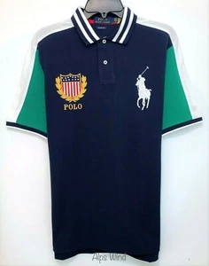 NWT Polo Ralph Lauren Big Pony Crest US FLAG Polo Shirt Short Sleeve L - Picture 1 of 7