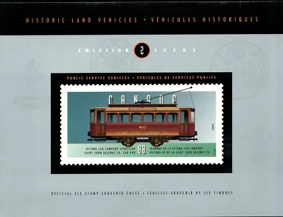 1995 - #1527 a-f Carpeta Canadá Vehículos Históricos de Servicio Público Serie 2 CV $20 Foto 1 de 2
