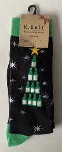 Calcetines K.Bell Hombre Crew Negro Verde 'CHEER' Talla Única Botella Pirámide Nuevos con Etiquetas - Imagen 1 de 2
