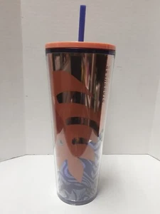Starbucks Tumbler 24 oz Peach & Purple w/ Leaves & Gold Mirror 2020 - Picture 1 of 3