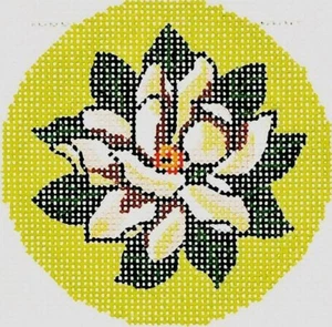 Needlepoint Handpainted Lee BJ Canvas Magnolia 3" - Picture 1 of 4