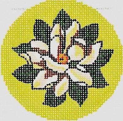 Needlepoint Handpainted Lee BJ Canvas Magnolia 3" - Image 1 of 4