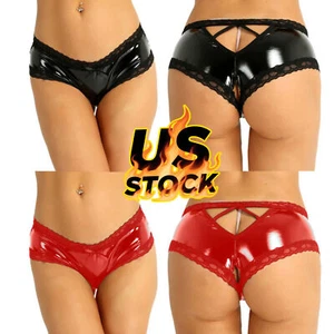 Womens Hot Pants Shiny Metallic Low Rise Boxer Briefs Rave Dance Booty Pantie - Picture 1 of 22