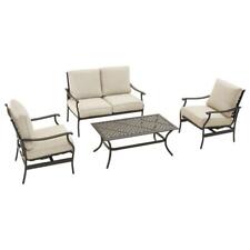 TOP HOME SPACE Patio Conversation Set with Beige Cushions 4-Pcs Metal