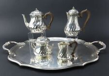 Exceptional 5pc Puiforcat French First Standard 950 Silver Fluted Tea Set w Tray
