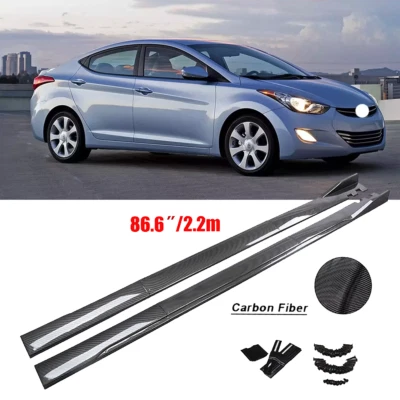 For Hyundai Elantra 86.6" Carbon Style+Side Skirts+Rocker Panel Lip - Image 1 of 4